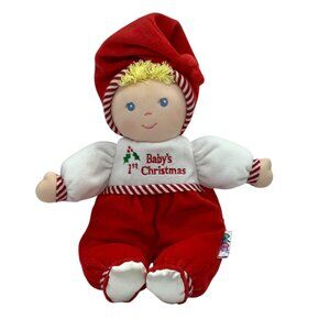Eden Babys First Christmas Soft Plush Doll Red White Festive Keepsake 12"